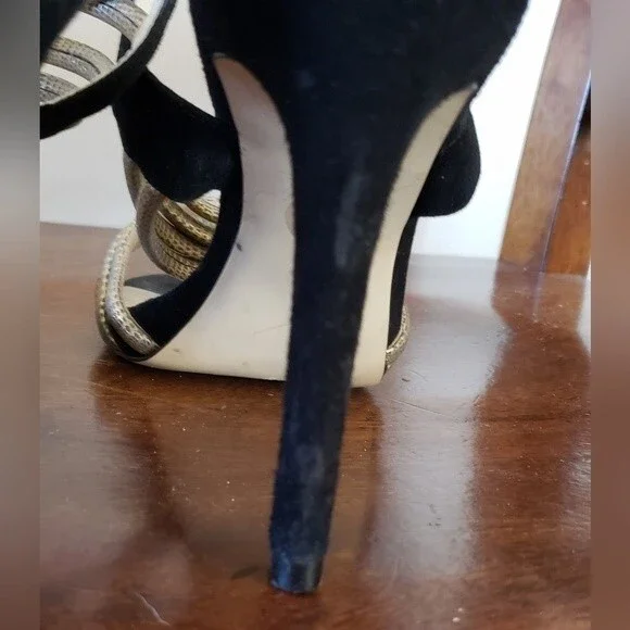 Michael Michael Kors Cameron Black & Gold Women's Heels Size 9 - Picture 6 of 10